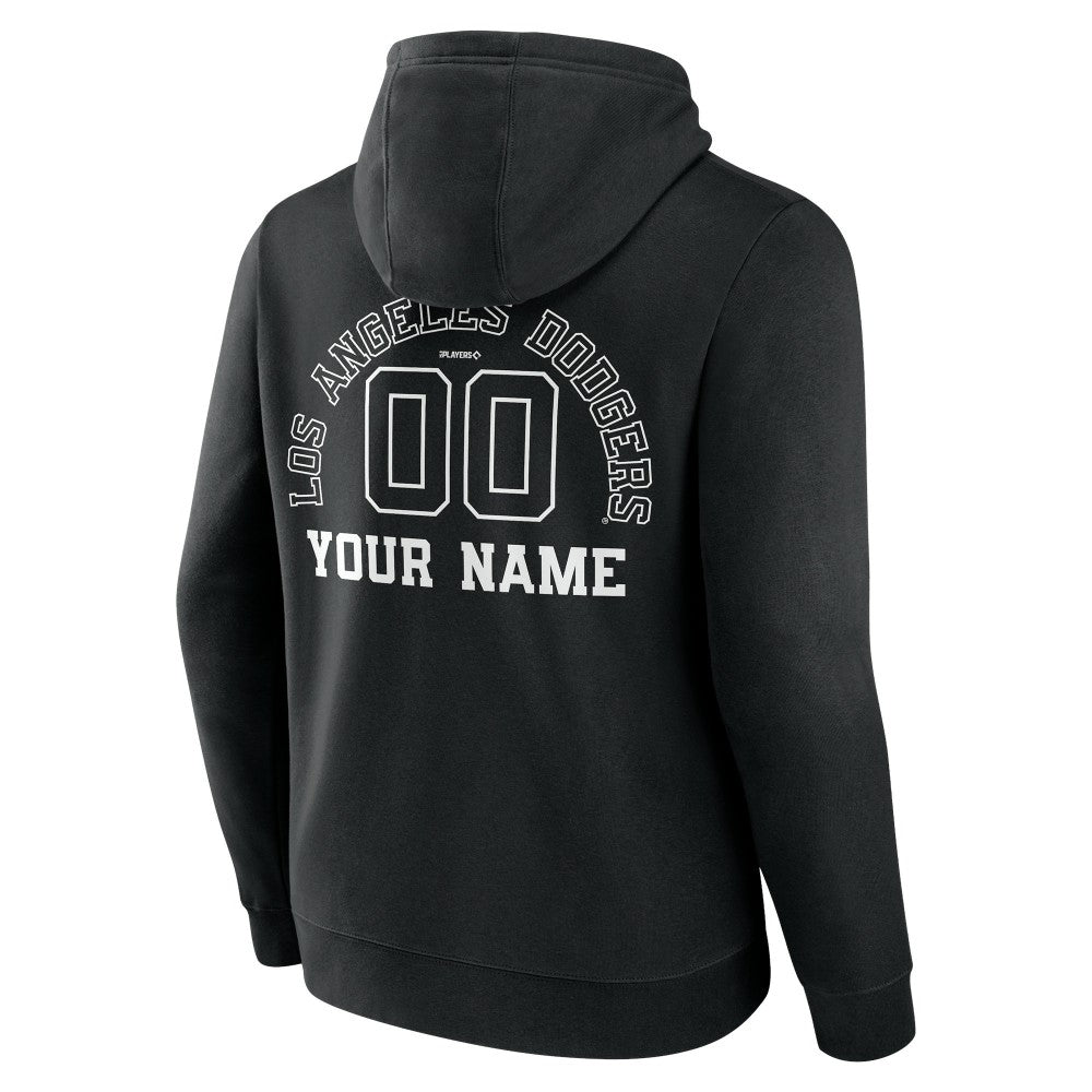 Los Angeles Dodgers Monochrome Personalized Name & Number Pullover Hoodie Black
