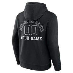 Miami Marlins Monochrome Personalized Name & Number Pullover Hoodie Black