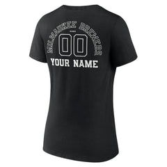 Milwaukee Brewers Women's Monochrome Personalized Name & Number V-Neck T-Shirt Black