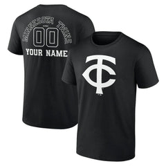Minnesota Twins Monochrome Personalized Name & Number T-Shirt Black