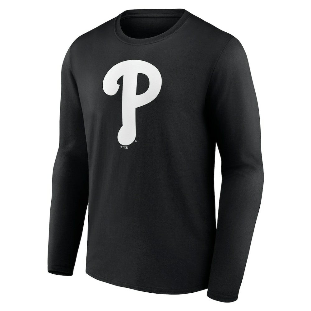 Philadelphia Phillies Monochrome Personalized Name & Number Long Sleeve T-Shirt Black