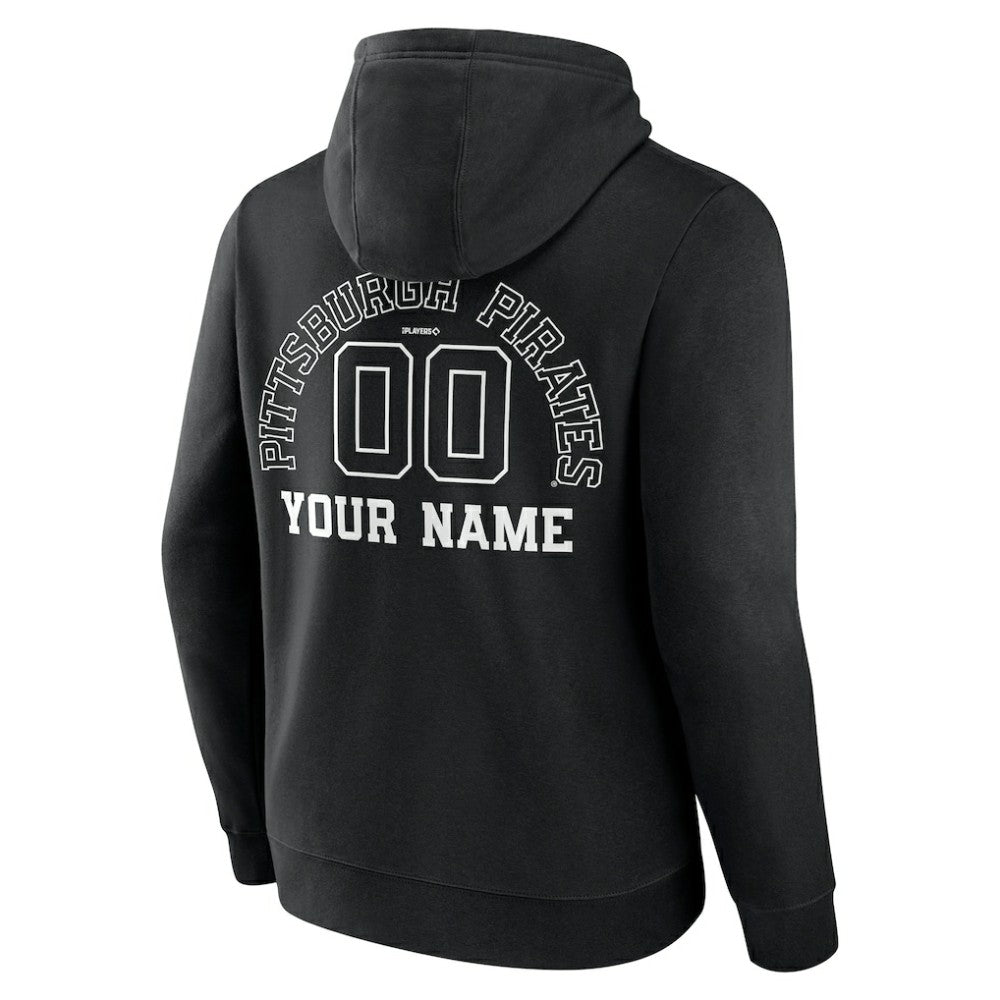 Pittsburgh Pirates Monochrome Personalized Name & Number Pullover Hoodie Black