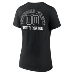 Pittsburgh Pirates Women's Monochrome Personalized Name & Number V-Neck T-Shirt Black