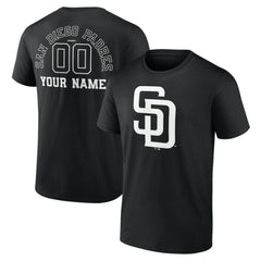 San Diego Padres Monochrome Personalized Name & Number T-Shirt Black