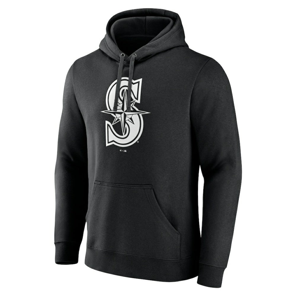 Seattle Mariners Monochrome Personalized Name & Number Pullover Hoodie Black