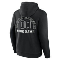 Seattle Mariners Monochrome Personalized Name & Number Pullover Hoodie Black