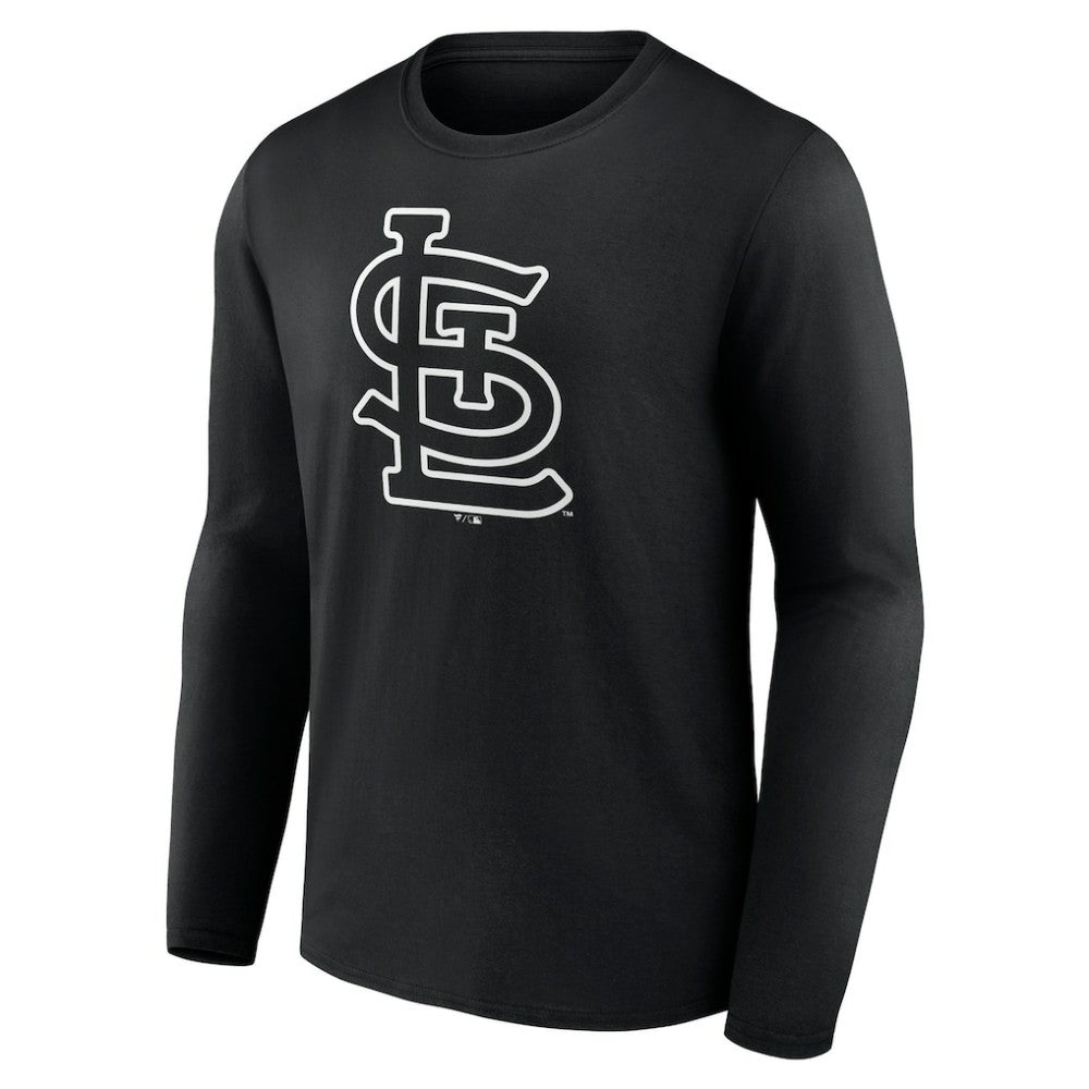 St. Louis Cardinals Monochrome Personalized Name & Number Long Sleeve T-Shirt Black