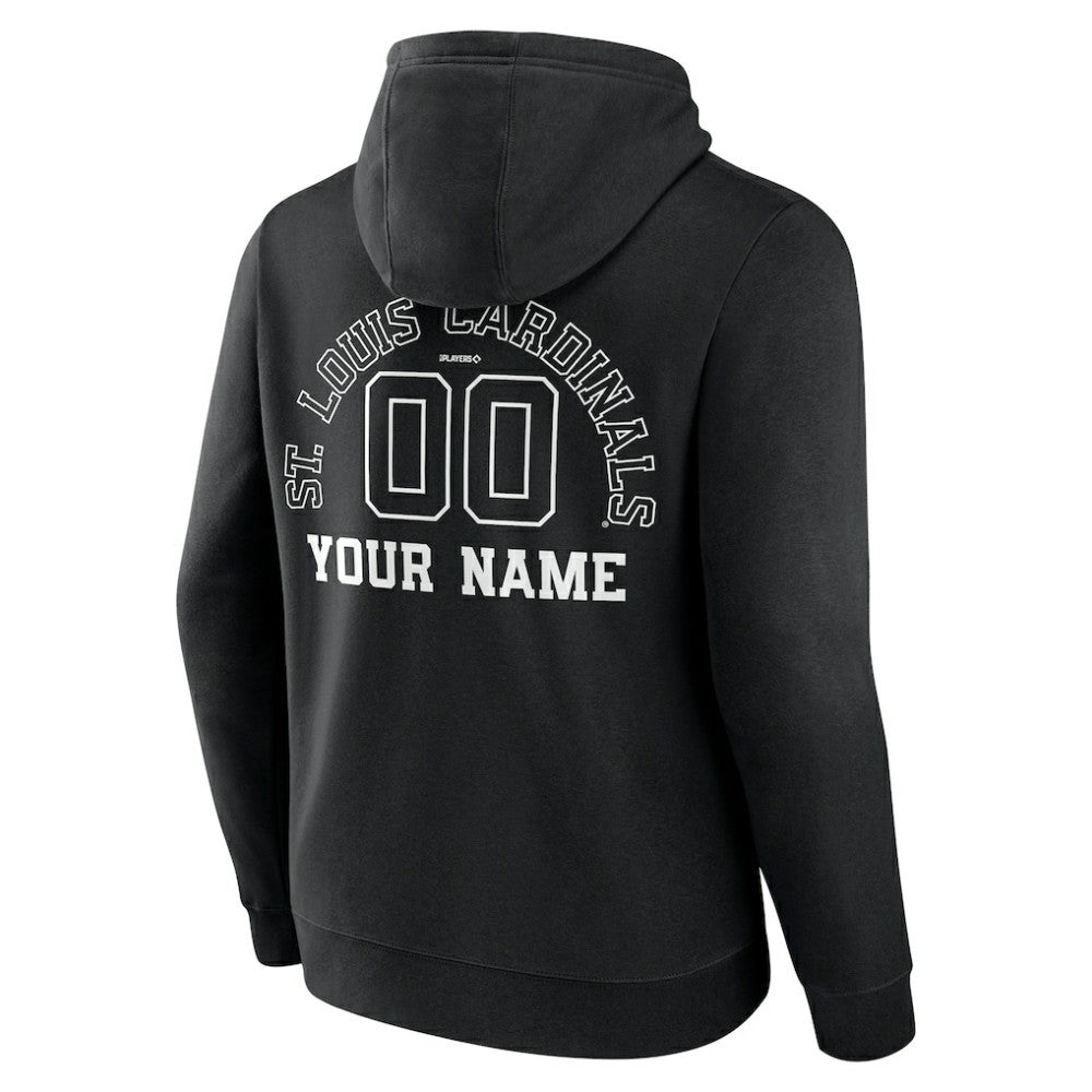 St. Louis Cardinals Monochrome Personalized Name & Number Pullover Hoodie Black