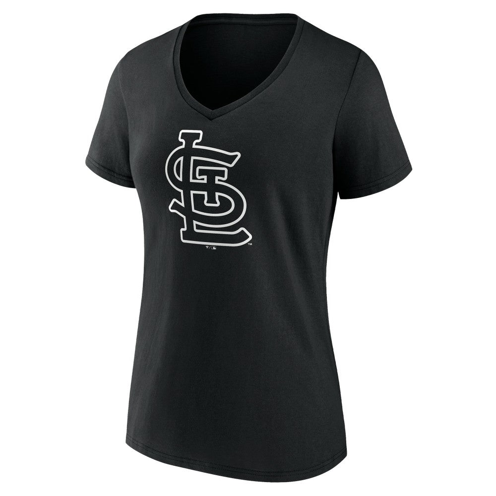 St. Louis Cardinals Women's Monochrome Personalized Name & Number V-Neck T-Shirt Black