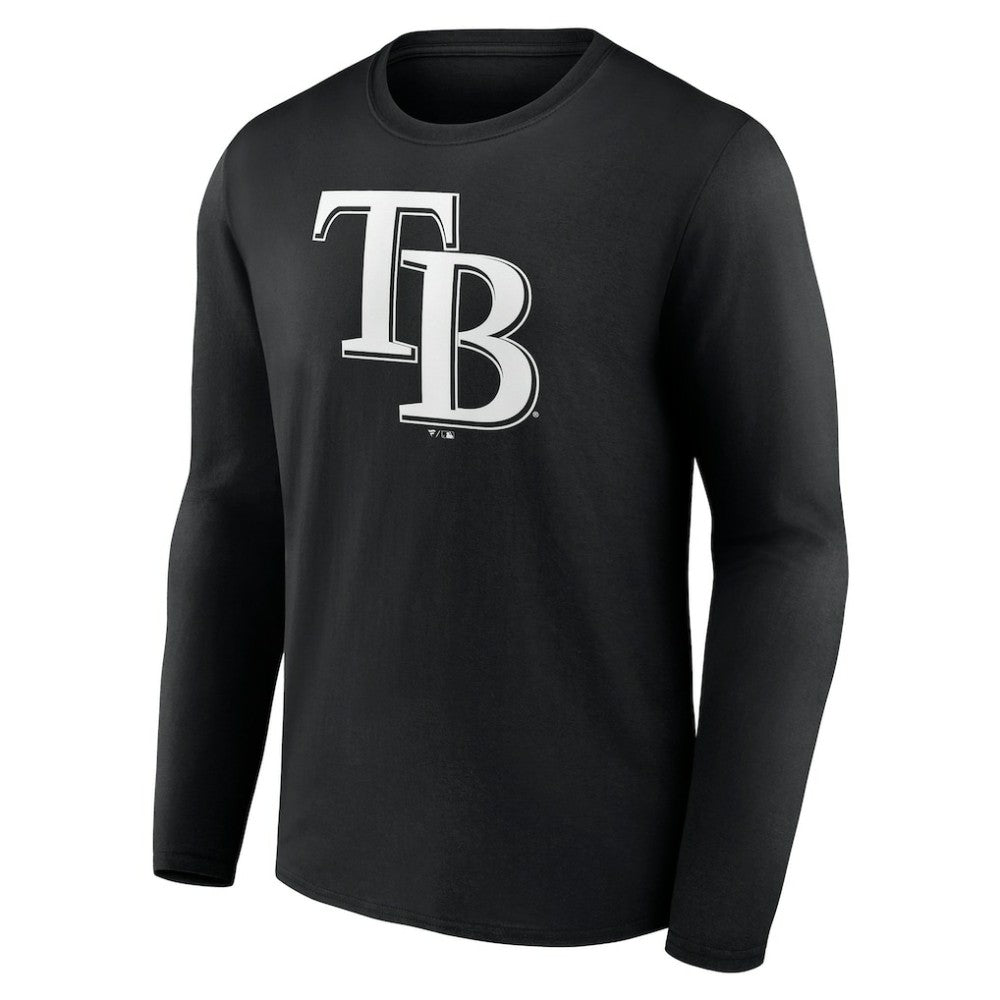 Tampa Bay Rays Monochrome Personalized Name & Number Long Sleeve T-Shirt Black