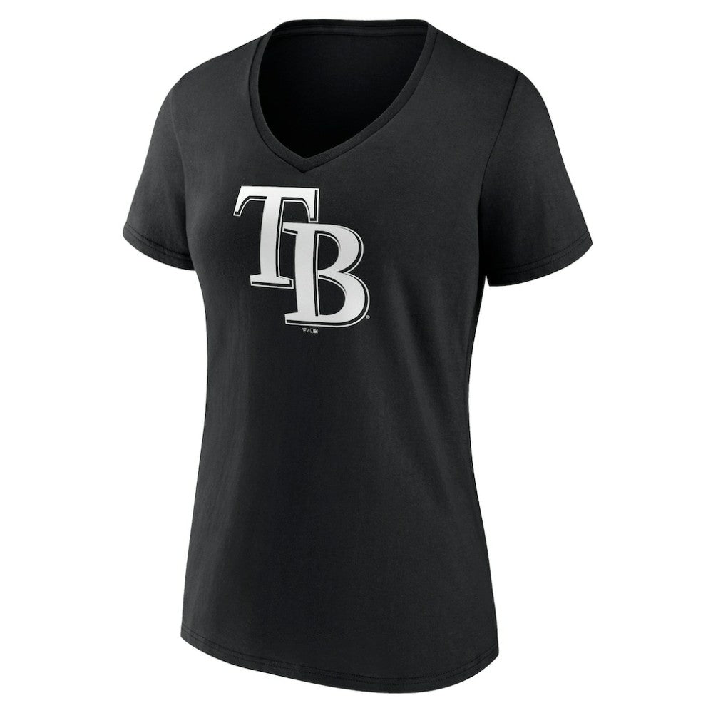 Tampa Bay Rays Women's Monochrome Personalized Name & Number V-Neck T-Shirt Black