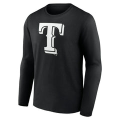 Texas Rangers Monochrome Personalized Name & Number Long Sleeve T-Shirt Black