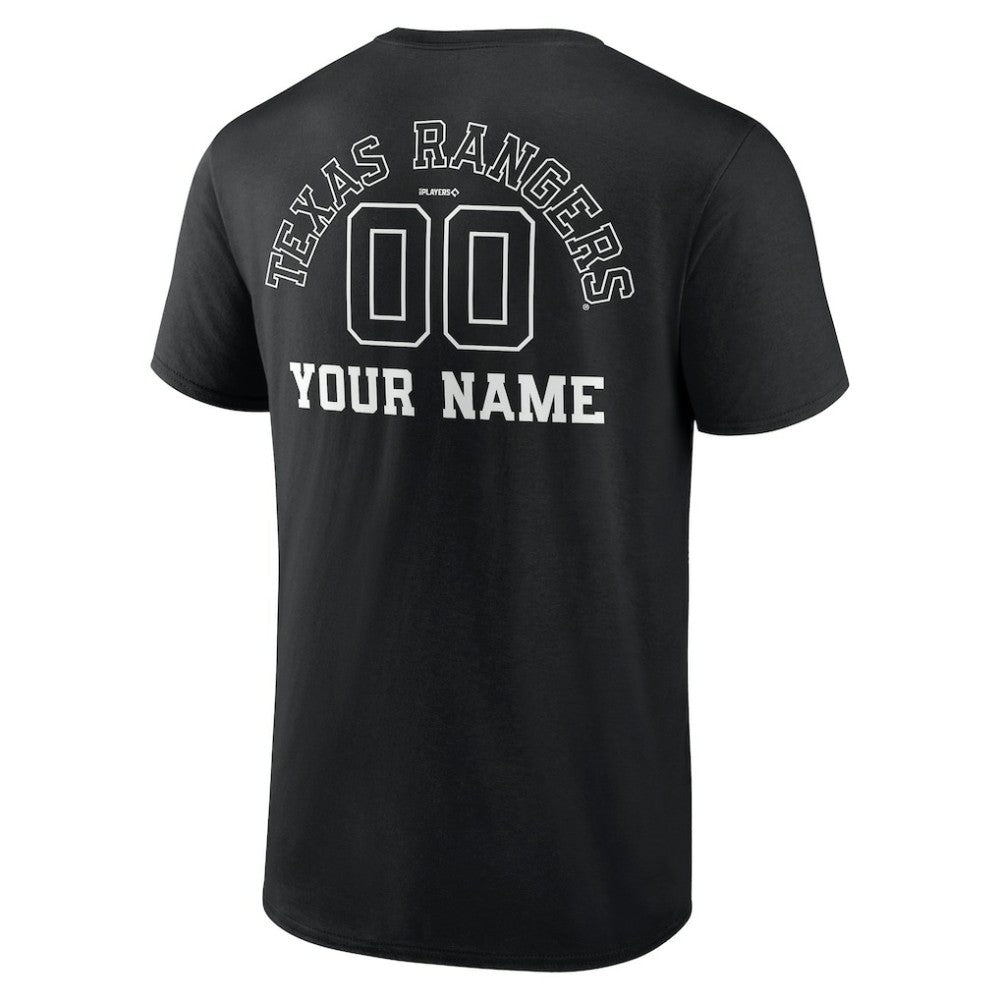 Texas Rangers Monochrome Personalized Name & Number T-Shirt Black