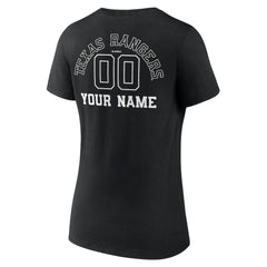 Texas Rangers Women's Monochrome Personalized Name & Number V-Neck T-Shirt Black