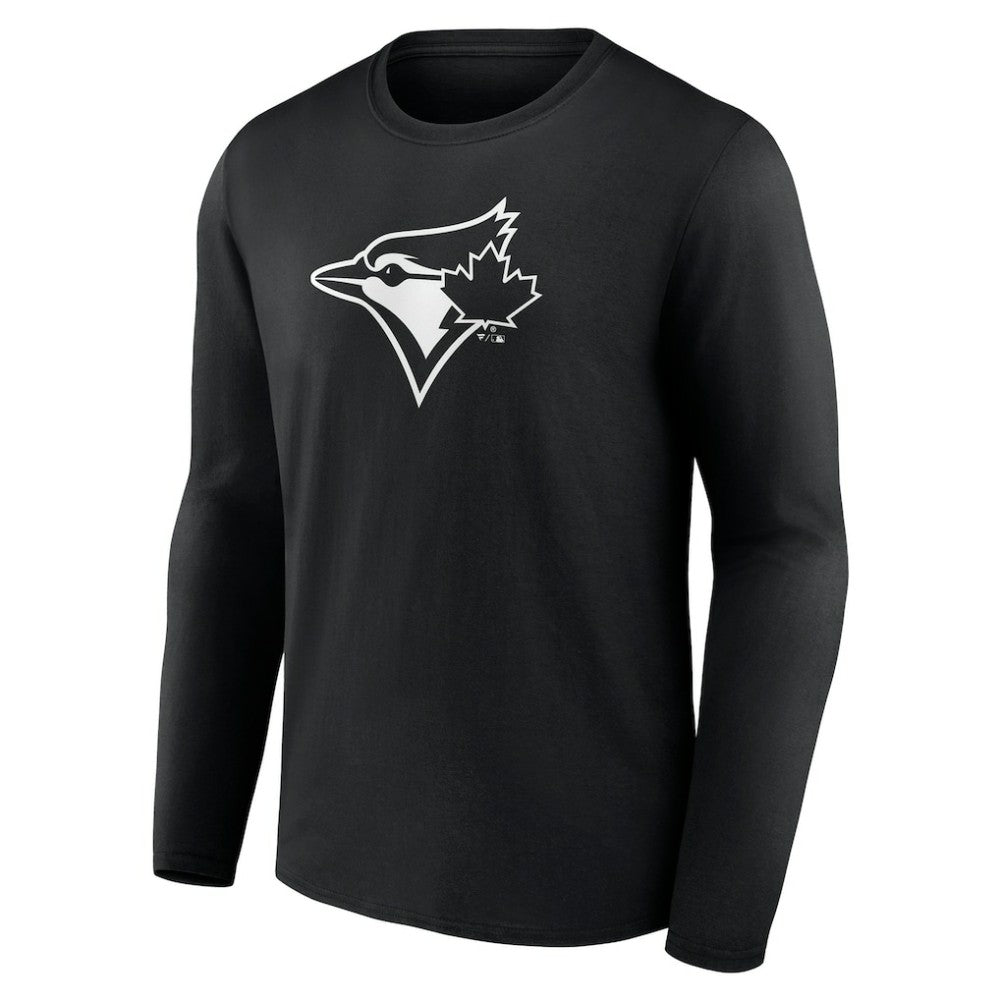 Toronto Blue Jays Monochrome Personalized Name & Number Long Sleeve T-Shirt Black