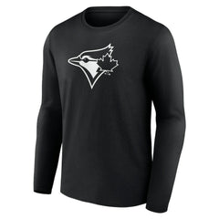 Toronto Blue Jays Monochrome Personalized Name & Number Long Sleeve T-Shirt Black