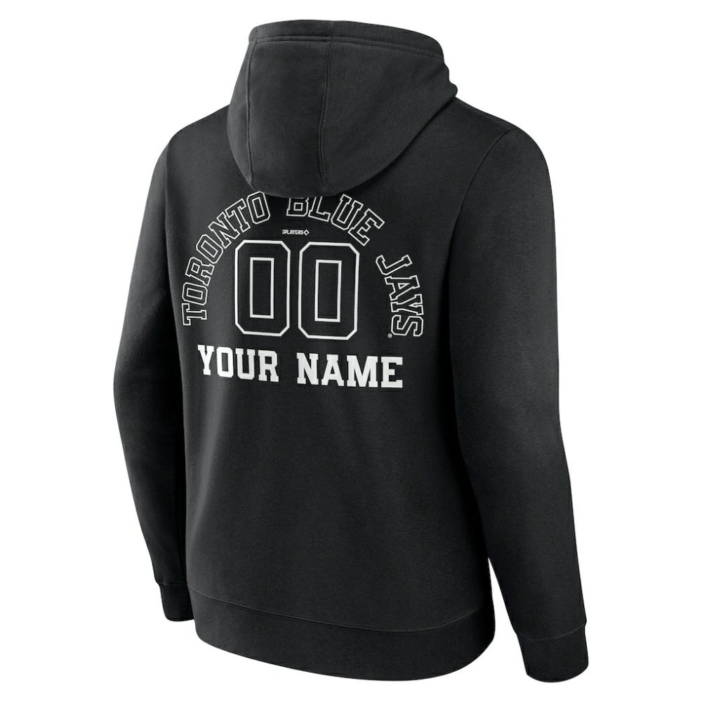 Toronto Blue Jays Monochrome Personalized Name & Number Pullover Hoodie Black