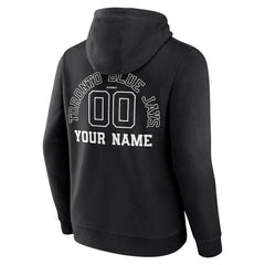 Toronto Blue Jays Monochrome Personalized Name & Number Pullover Hoodie Black