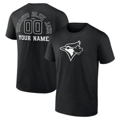 Toronto Blue Jays Monochrome Personalized Name & Number T-Shirt Black