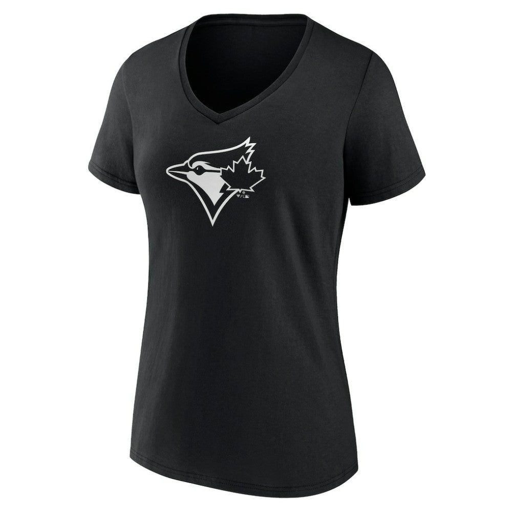 Toronto Blue Jays Women's Monochrome Personalized Name & Number V-Neck T-Shirt Black