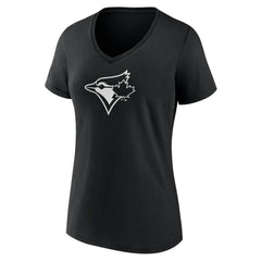 Toronto Blue Jays Women's Monochrome Personalized Name & Number V-Neck T-Shirt Black