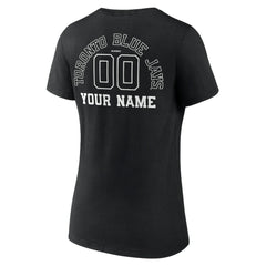 Toronto Blue Jays Women's Monochrome Personalized Name & Number V-Neck T-Shirt Black