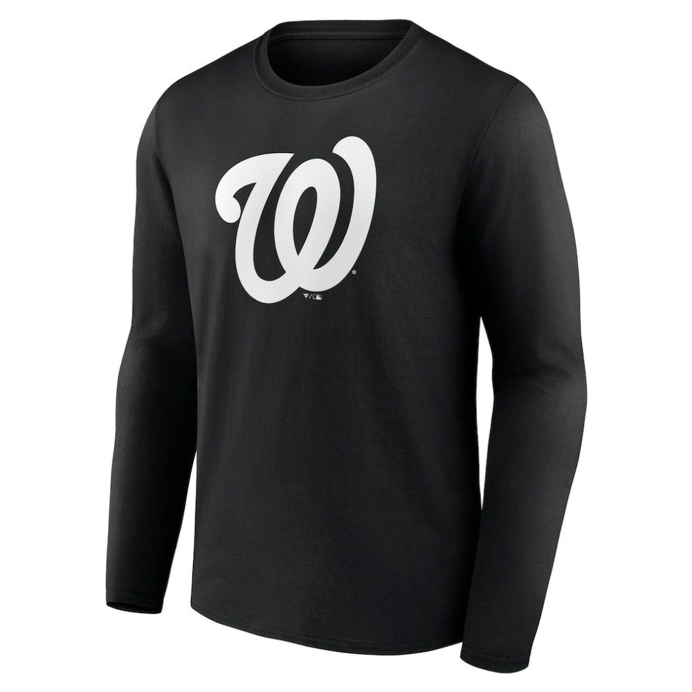Washington Nationals Monochrome Personalized Name & Number Long Sleeve T-Shirt Black