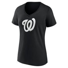 Washington Nationals Women's Monochrome Personalized Name & Number V-Neck T-Shirt Black