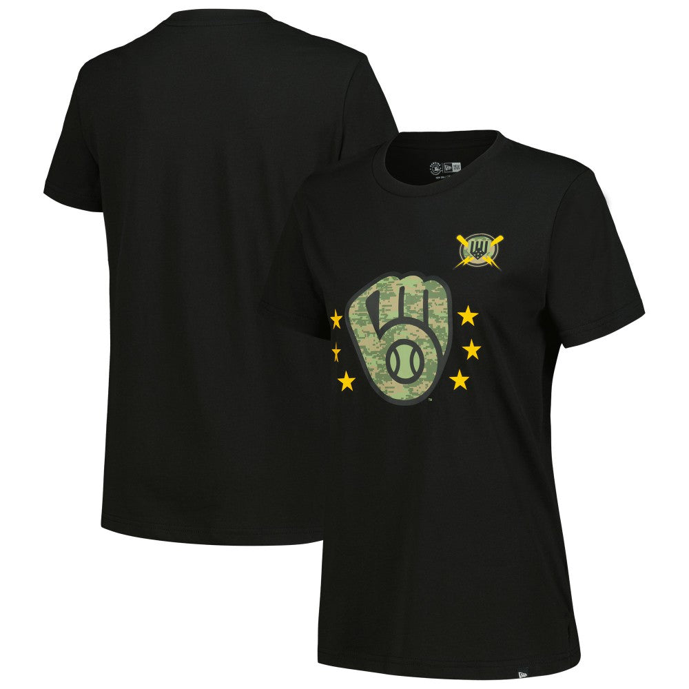 Milwaukee Brewers Women's Armed Forces Day T-Shirt Black