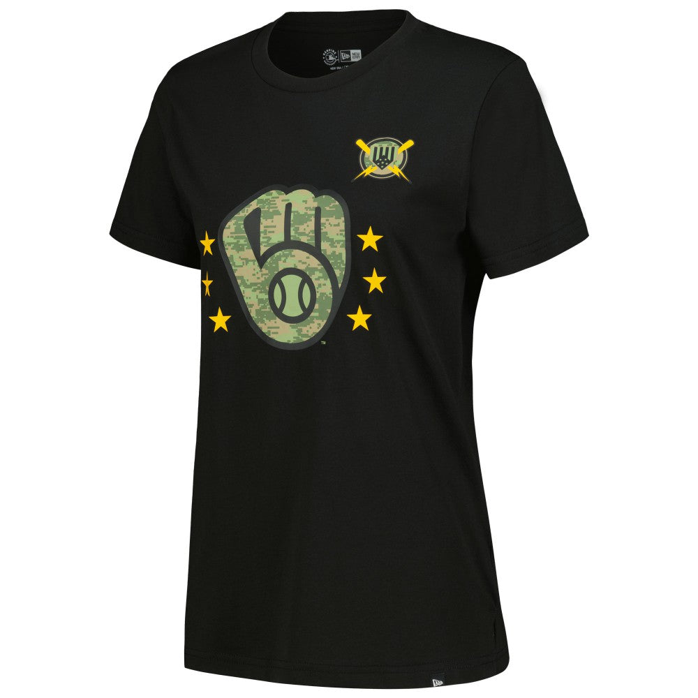 Milwaukee Brewers Women's Armed Forces Day T-Shirt Black