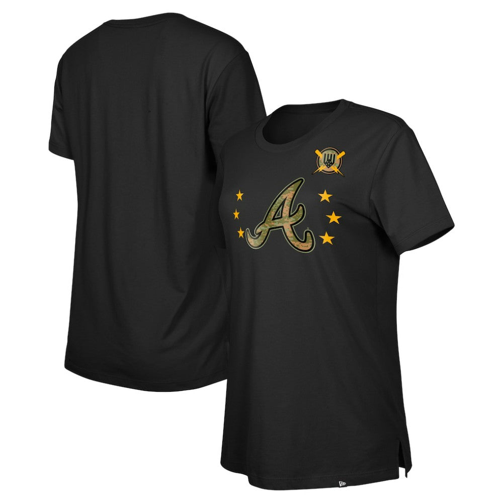 Atlanta Braves Women's Armed Forces Day T-Shirt Black