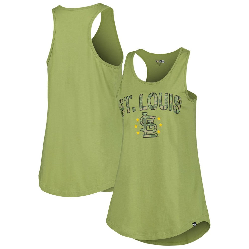 St. Louis Cardinals Women's Armed Forces Day Tank Top Olive