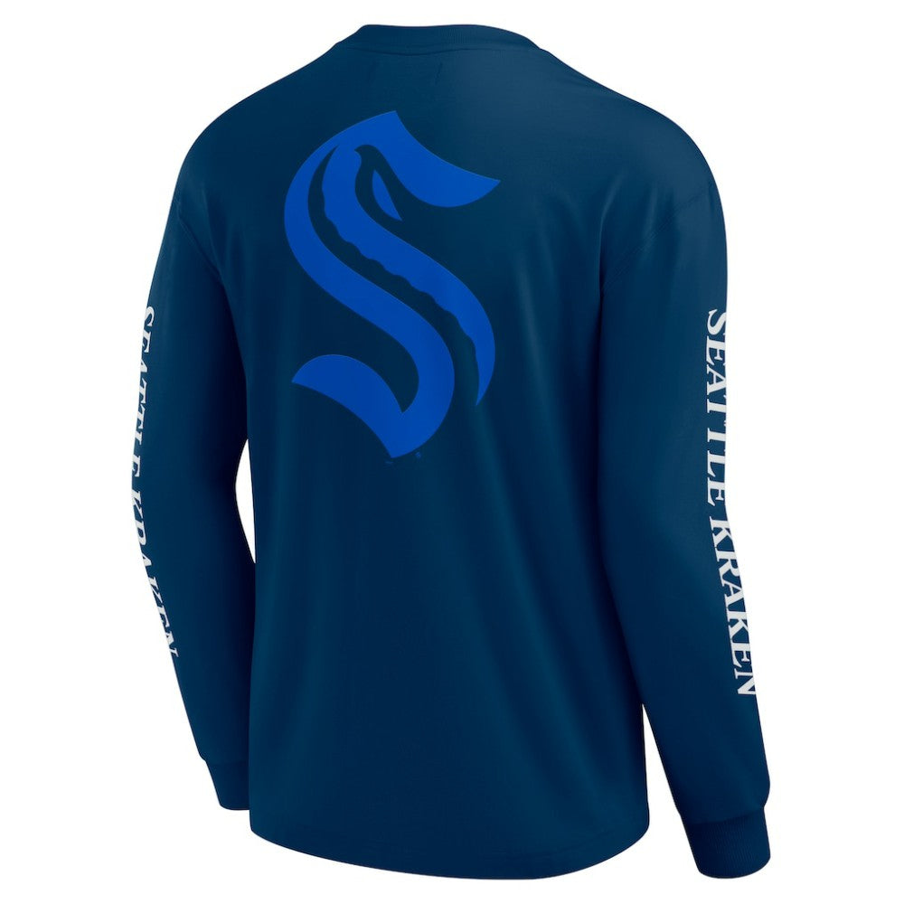 Seattle Kraken Fanatics Elements Strive Long Sleeve T-Shirt - Navy T-shirts