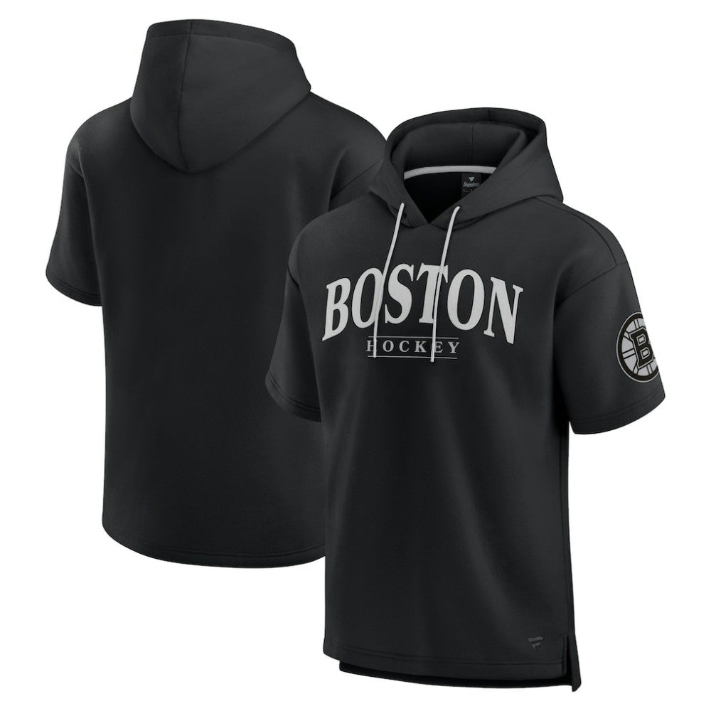 Boston Bruins Fanatics Elements Ready Short Sleeve Pullover Hoodie - Black Hoodies