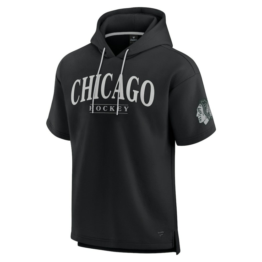Chicago Blackhawks Fanatics Elements Ready Short Sleeve Pullover Hoodie - Black Hoodies