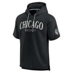 Chicago Blackhawks Fanatics Elements Ready Short Sleeve Pullover Hoodie - Black Hoodies