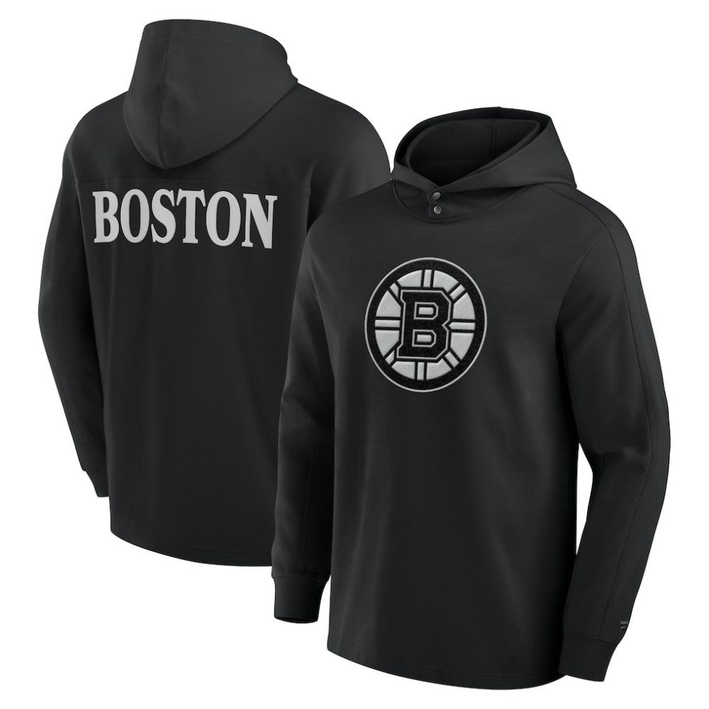 Boston Bruins Fanatics Elements Blaze Tri-Blend Long Sleeve Hoodie T-Shirt - Black T-shirts