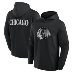Chicago Blackhawks Fanatics Elements Blaze Tri-Blend Long Sleeve Hoodie T-Shirt - Black T-shirts