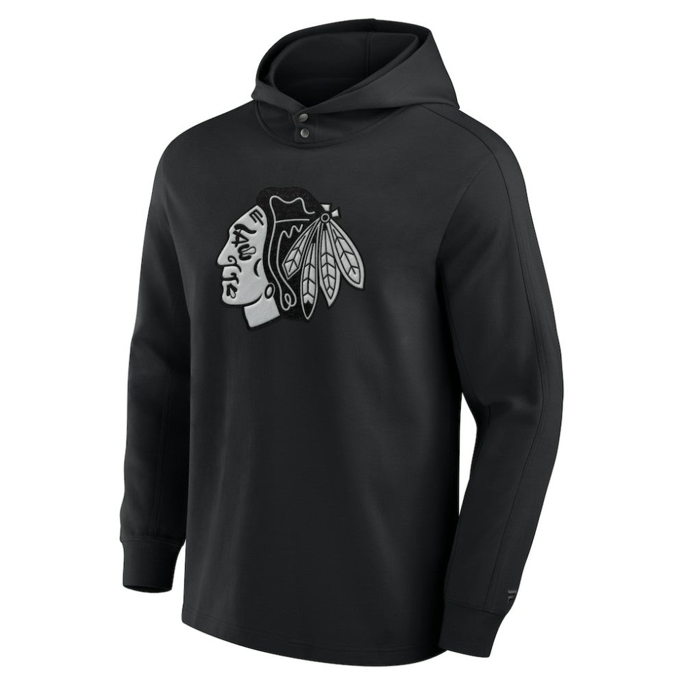 Chicago Blackhawks Fanatics Elements Blaze Tri-Blend Long Sleeve Hoodie T-Shirt - Black T-shirts