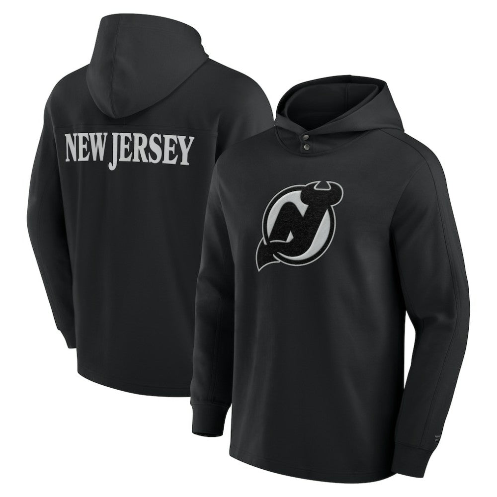 New Jersey Devils Fanatics Elements Blaze Tri-Blend Long Sleeve Hoodie T-Shirt - Black T-shirts