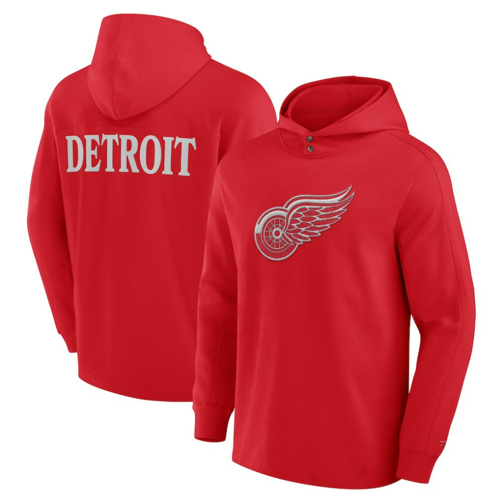 Detroit Red Wings Fanatics Elements Blaze Tri-Blend Long Sleeve Hoodie T-Shirt - Red T-shirts
