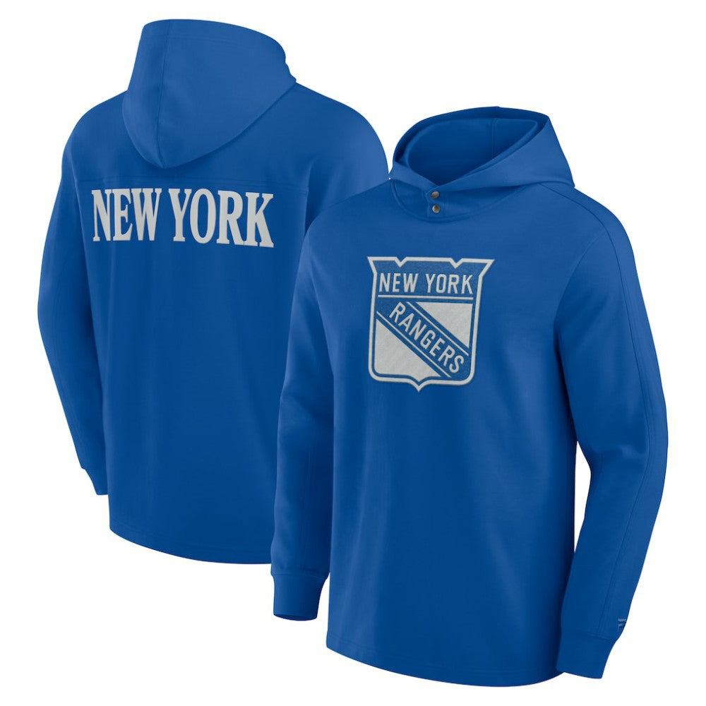 New York Rangers Fanatics Elements Blaze Tri-Blend Long Sleeve Hoodie T-Shirt - Blue T-shirts