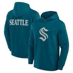 Seattle Kraken Fanatics Elements Blaze Tri-Blend Long Sleeve Hoodie T-Shirt - Teal T-shirts