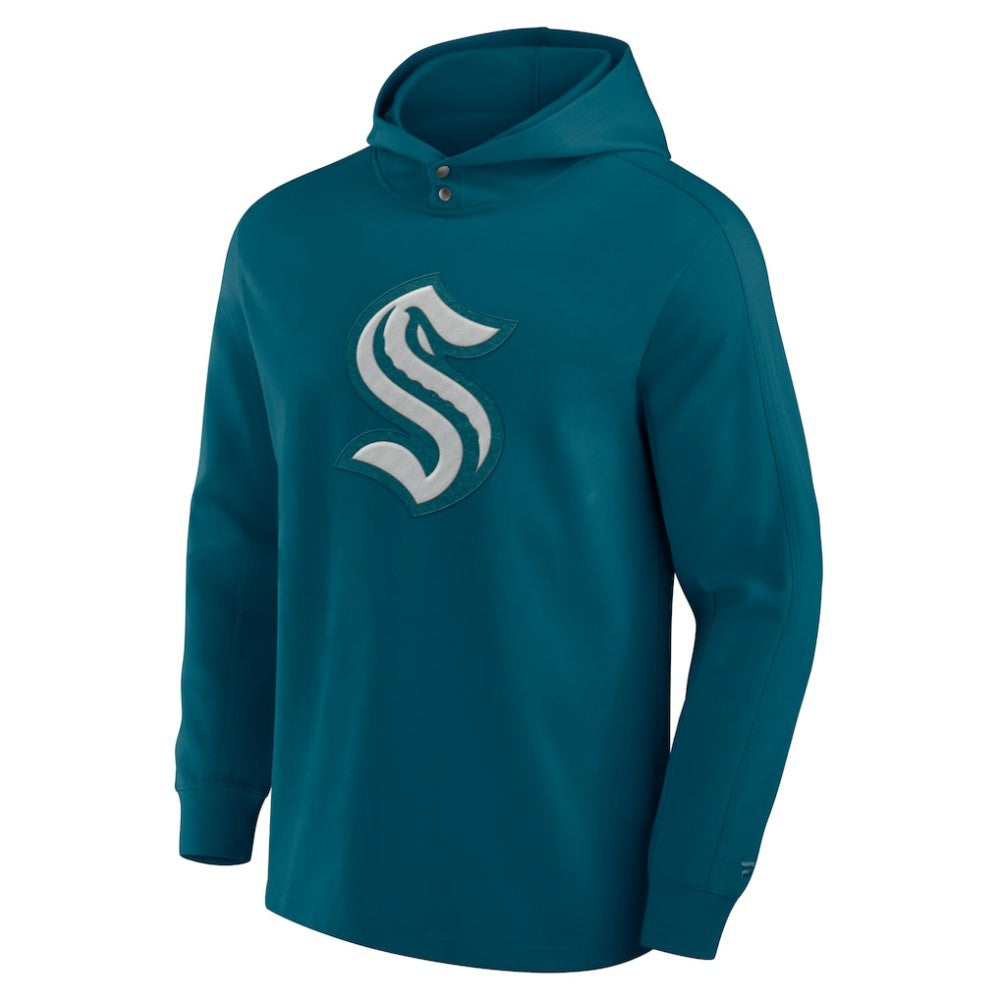 Seattle Kraken Fanatics Elements Blaze Tri-Blend Long Sleeve Hoodie T-Shirt - Teal T-shirts