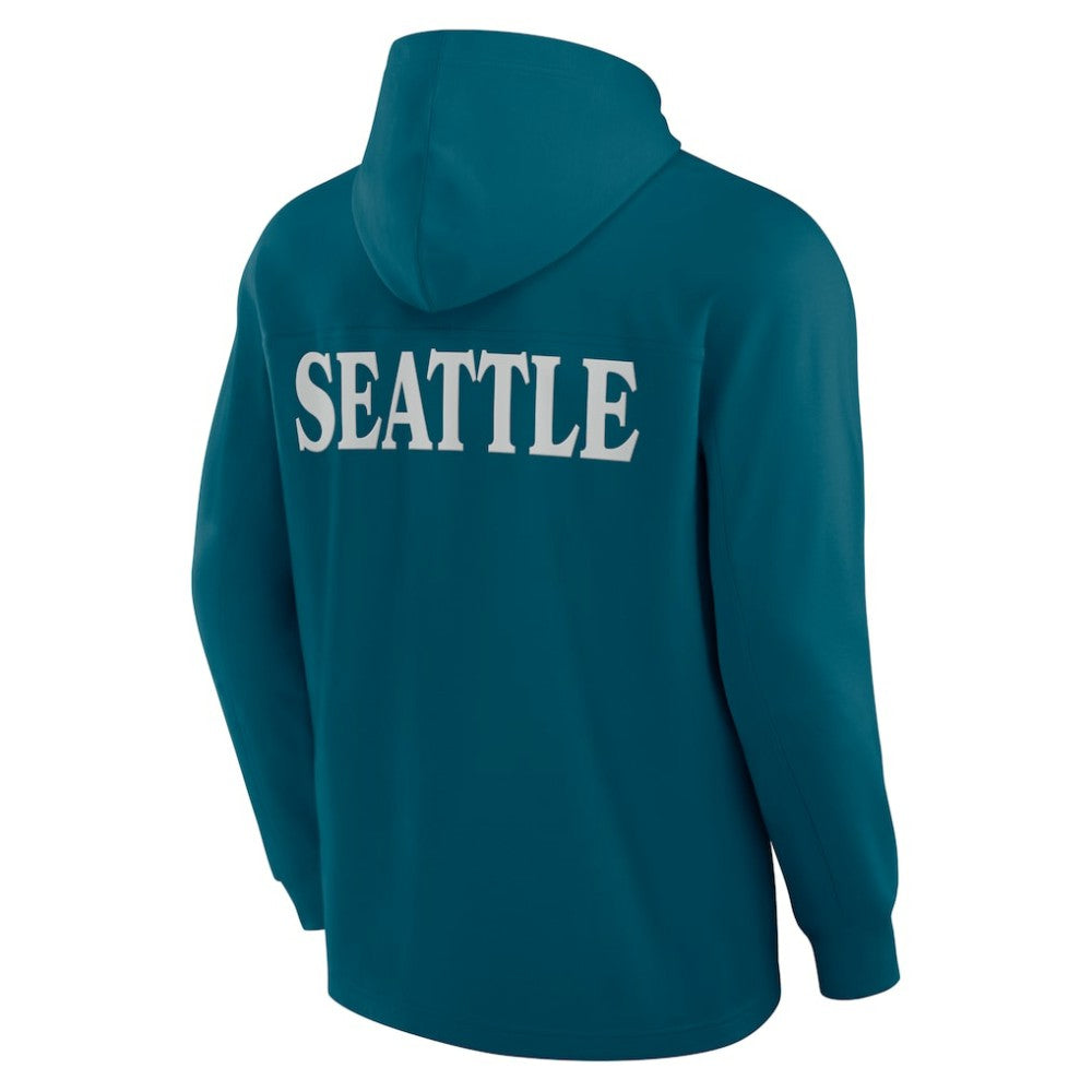Seattle Kraken Fanatics Elements Blaze Tri-Blend Long Sleeve Hoodie T-Shirt - Teal T-shirts