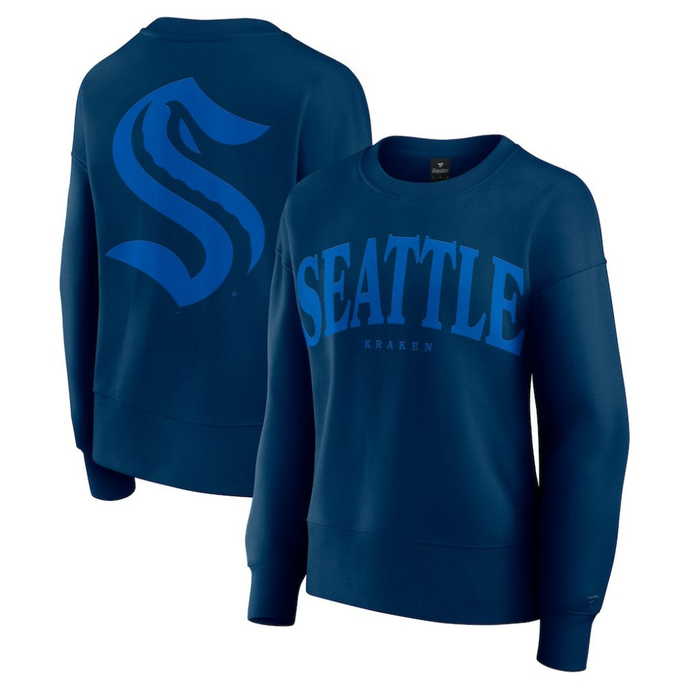 Seattle Kraken Fanatics Women's Elements Flow Pullover Sweatshirt - Navy Sweatshirts