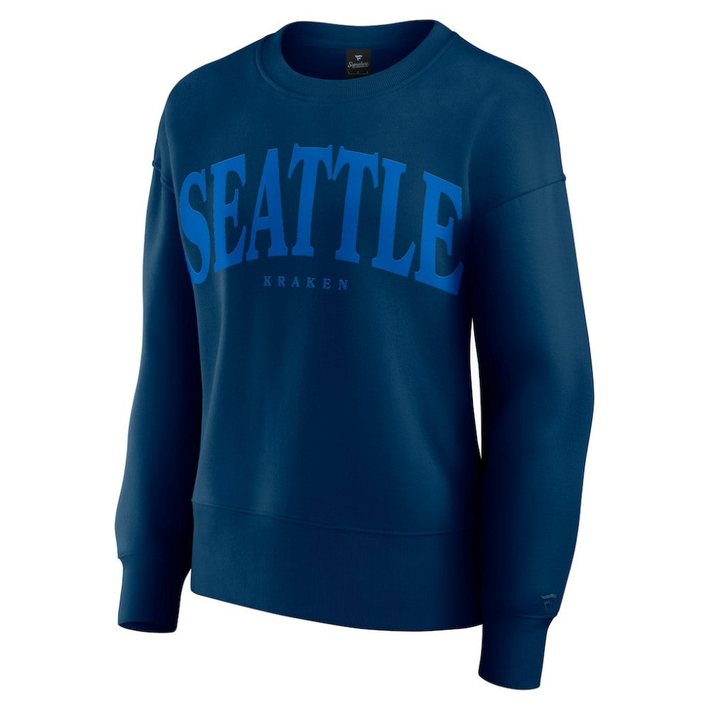 Seattle Kraken Fanatics Women's Elements Flow Pullover Sweatshirt - Navy Sweatshirts