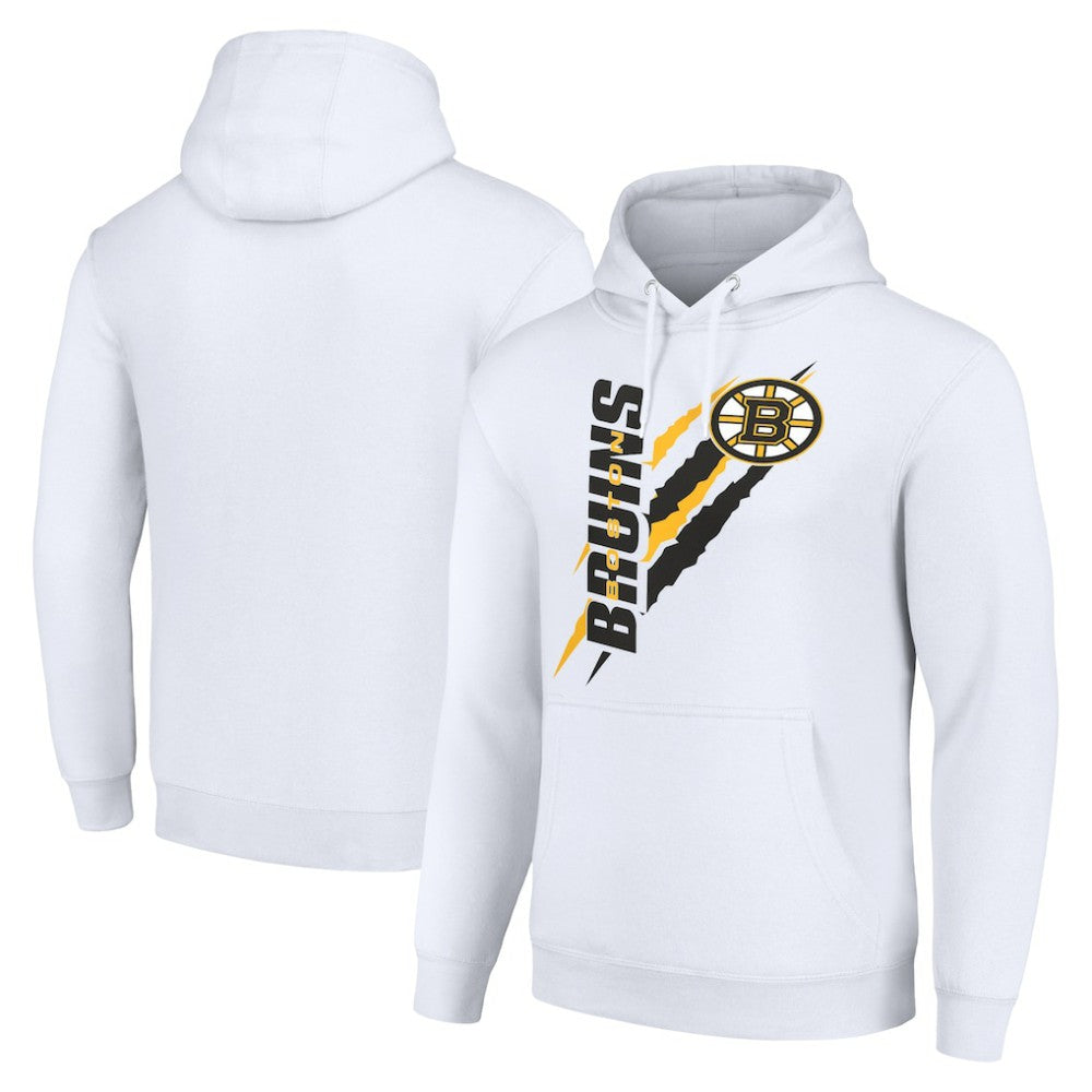 Boston Bruins Starter Color Scratch Fleece Pullover Hoodie - White Hoodies
