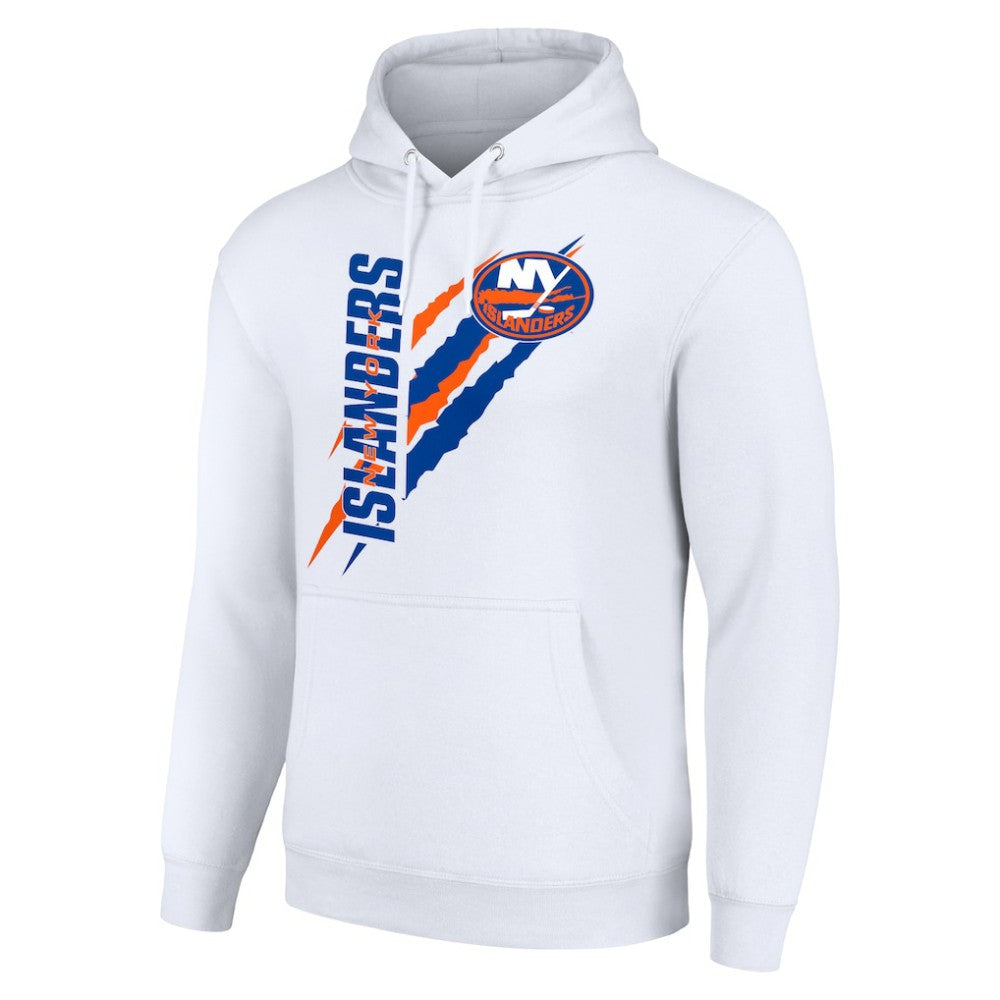 New York Islanders Starter Color Scratch Fleece Pullover Hoodie - White Hoodies