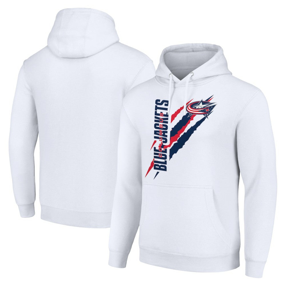 Columbus Blue Jackets Starter Color Scratch Fleece Pullover Hoodie - White Hoodies